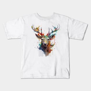 Deer Splash Art: Enchanted Fantasy Depiction #1 Kids T-Shirt